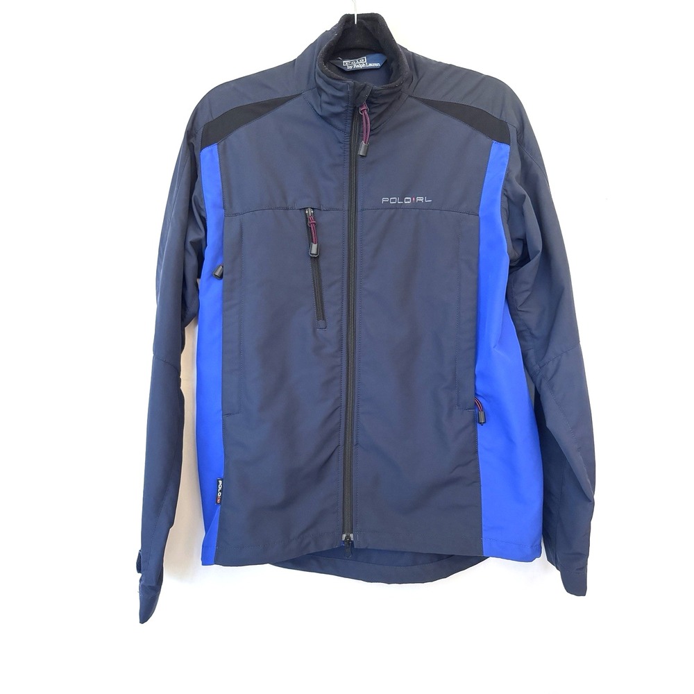 Ralph‎ Lauren vtg Polo Small Activewear full-zip Jacket Windbreaker Black Blue